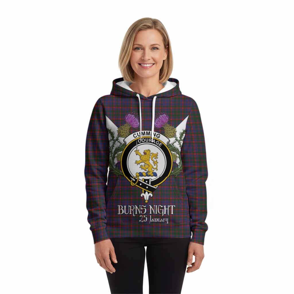 Cumming Tartan Family Crest Hoodie Scottish Burns Night Thistle Floral
