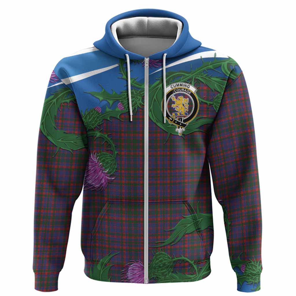Cumming Tartan Family Crest Hoodie Thistle in Minimalism