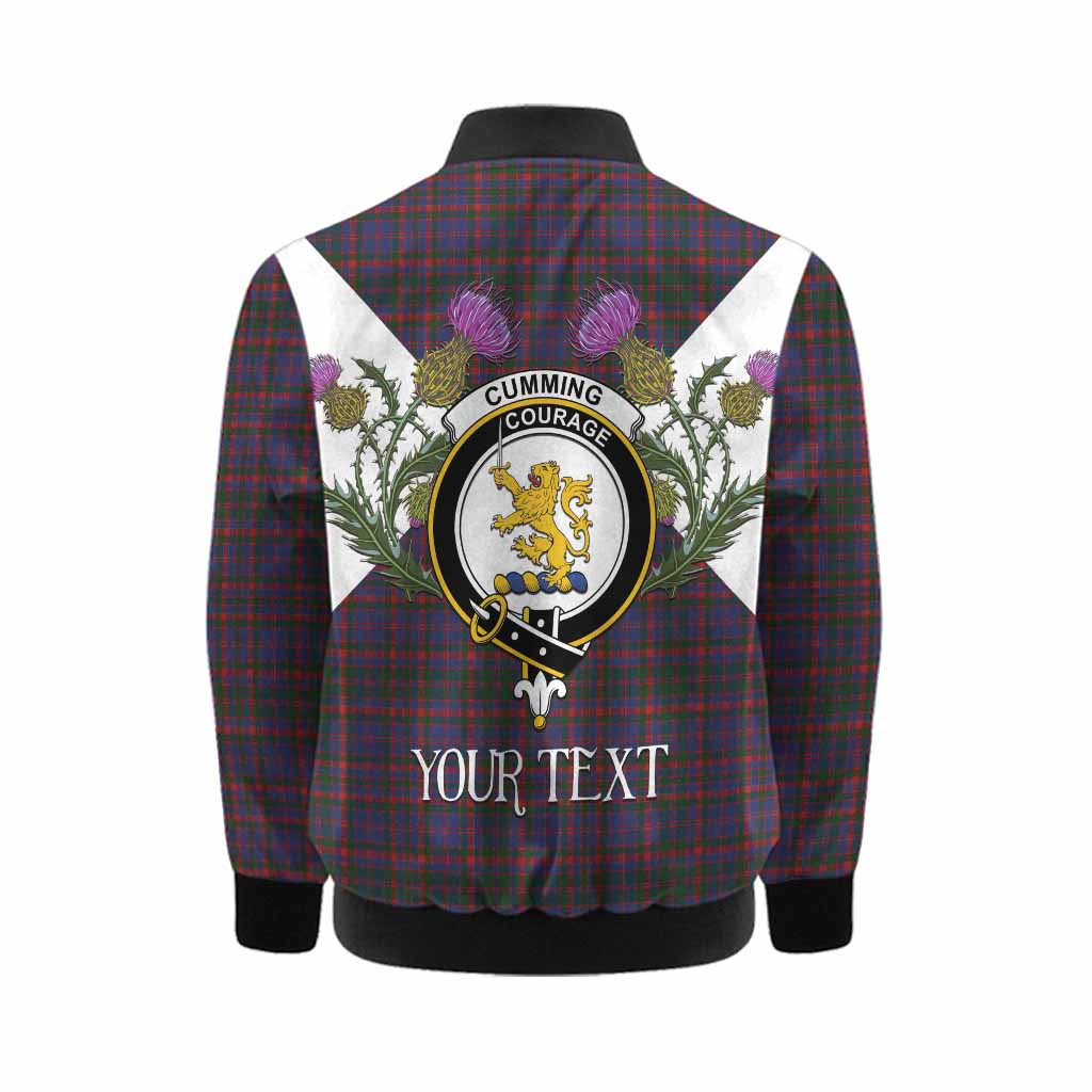 Cumming Tartan Family Crest Kid Bomber Jacket Scottish Burns Night Thistle Floral