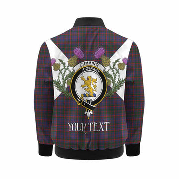 Cumming Tartan Family Crest Kid Bomber Jacket Scottish Burns Night Thistle Floral