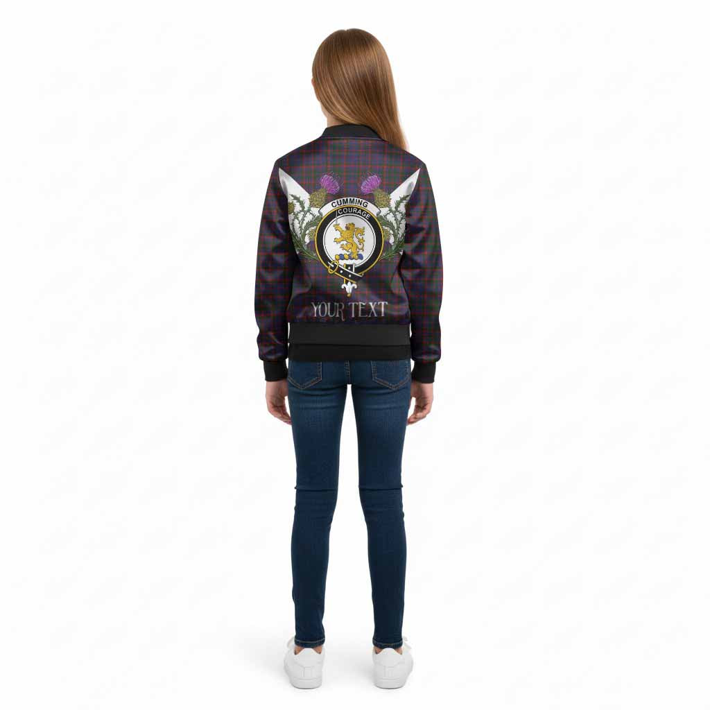 Cumming Tartan Family Crest Kid Bomber Jacket Scottish Burns Night Thistle Floral