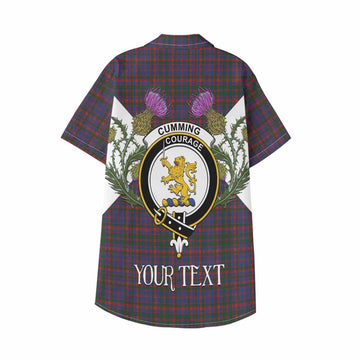 Cumming Tartan Family Crest Kid Hawaiian Shirt Scottish Burns Night Thistle Floral
