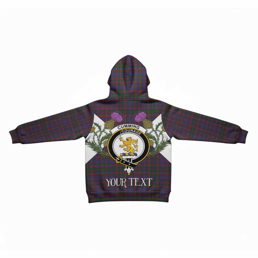 Cumming Tartan Family Crest Kid Hoodie Scottish Burns Night Thistle Floral