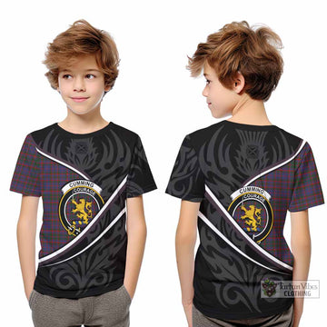 Cumming Tartan Family Crest Kid T-shirt Celtic Scottish Thistle Floral