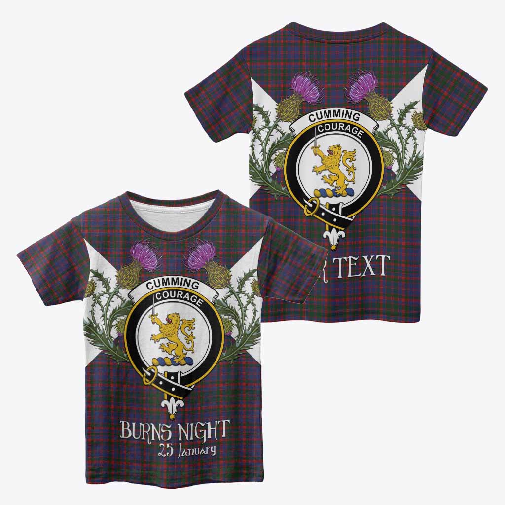 Cumming Tartan Family Crest Kid T-shirt Scottish Burns Night Thistle Floral