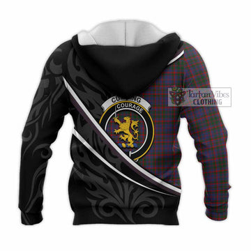 Cumming Tartan Family Crest Knitted Hoodie Celtic Scottish Thistle Floral