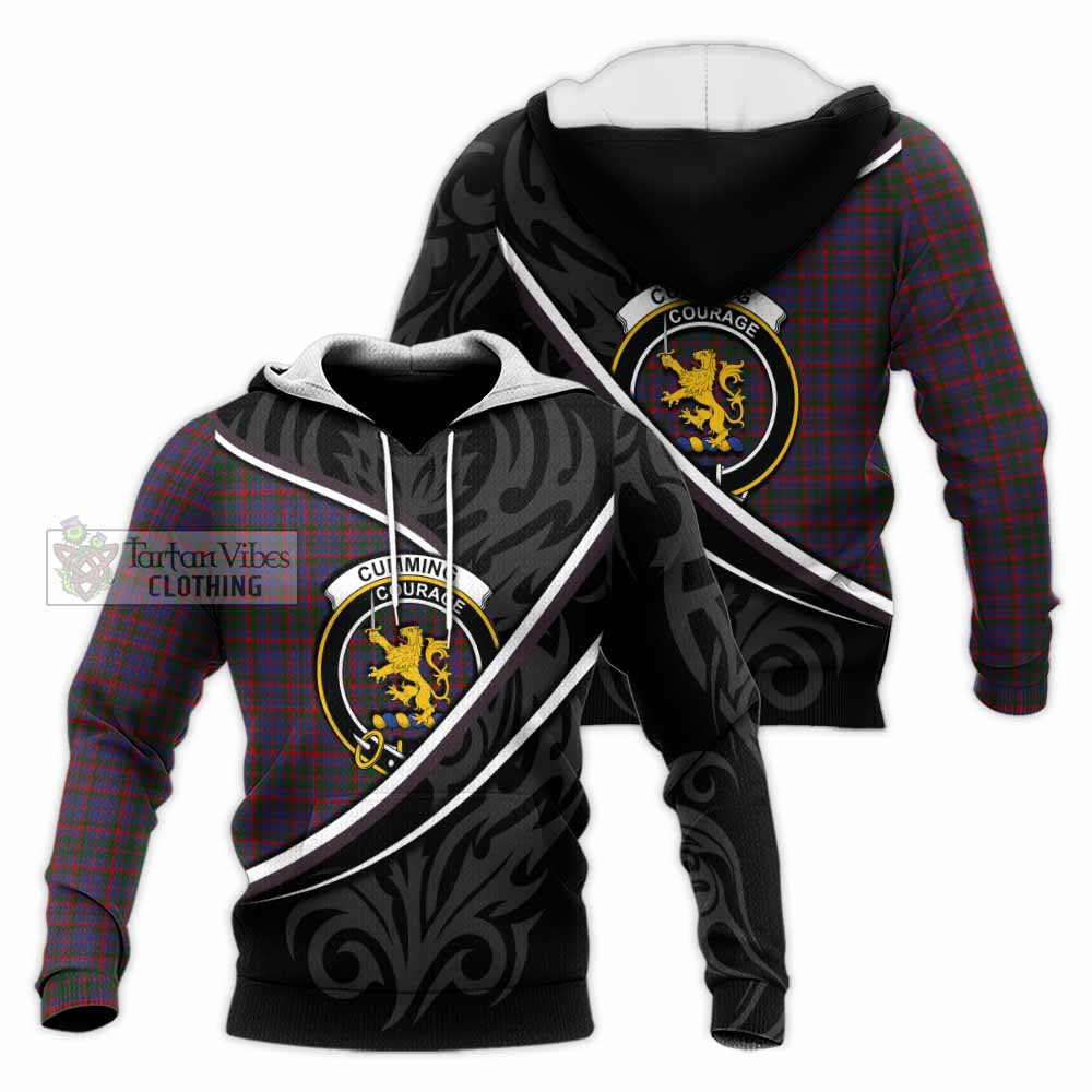 Cumming Tartan Family Crest Knitted Hoodie Celtic Scottish Thistle Floral - Tartan Vibes Clothing