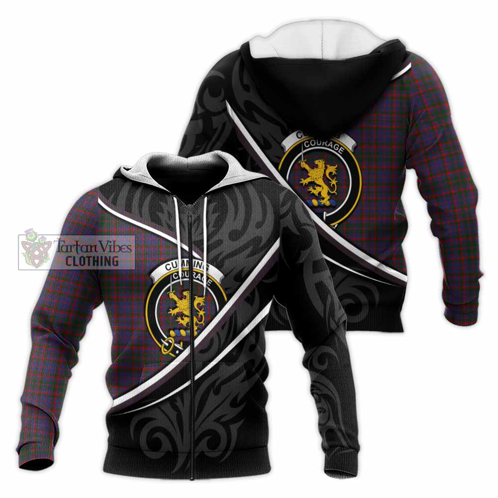 Cumming Tartan Family Crest Knitted Hoodie Celtic Scottish Thistle Floral - Tartan Vibes Clothing