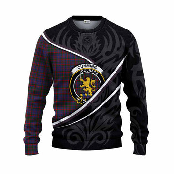 Cumming Tartan Family Crest Knitted Sweater Celtic Scottish Thistle Floral