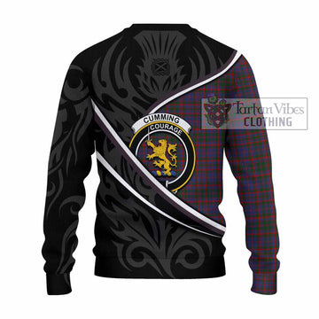 Cumming Tartan Family Crest Knitted Sweater Celtic Scottish Thistle Floral