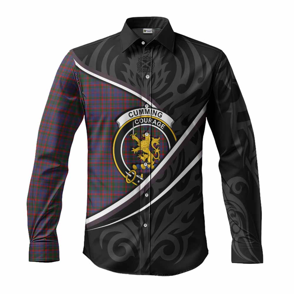 Cumming Tartan Family Crest Long Sleeve Button Shirts Celtic Scottish Thistle Floral - Tartan Vibes Clothing