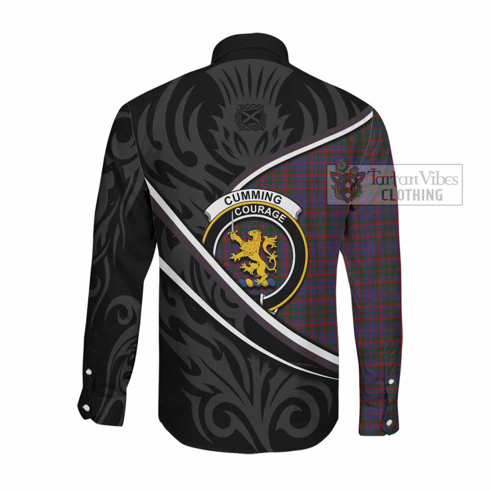 Cumming Tartan Family Crest Long Sleeve Button Shirts Celtic Scottish Thistle Floral - Tartan Vibes Clothing