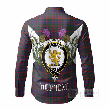 Cumming Tartan Family Crest Long Sleeve Button Shirts Scottish Burns Night Thistle Floral