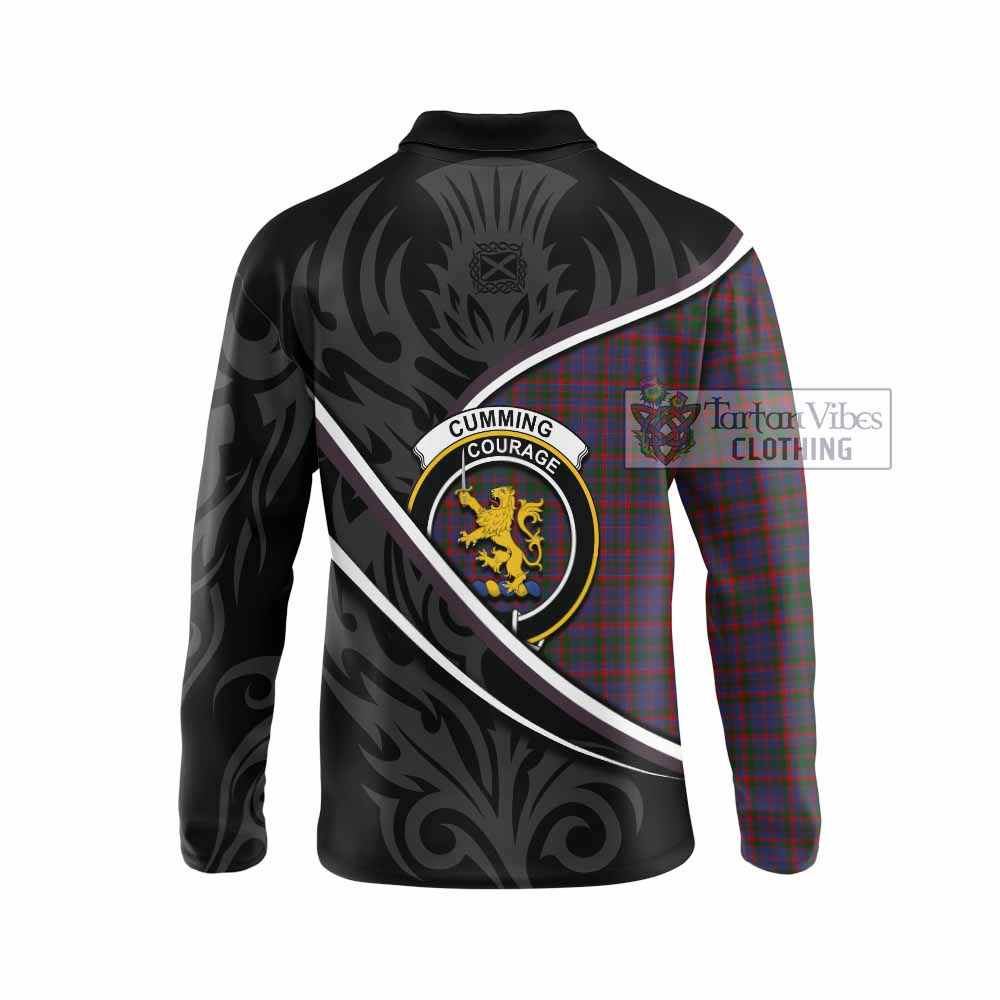 Cumming Tartan Family Crest Long Sleeve Polo Shirt Celtic Scottish Thistle Floral - Tartan Vibes Clothing
