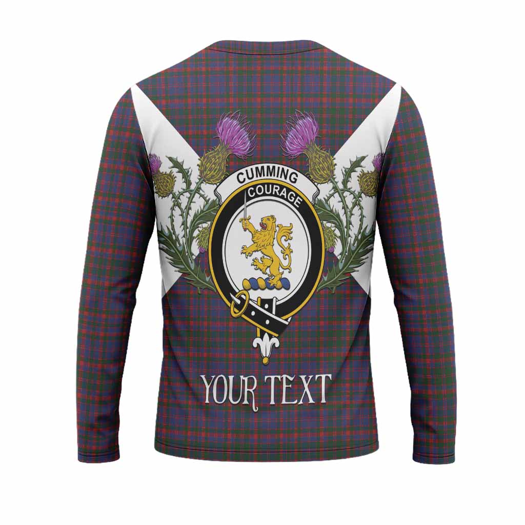 Cumming Tartan Family Crest Long Sleeve T-Shirt Scottish Burns Night Thistle Floral