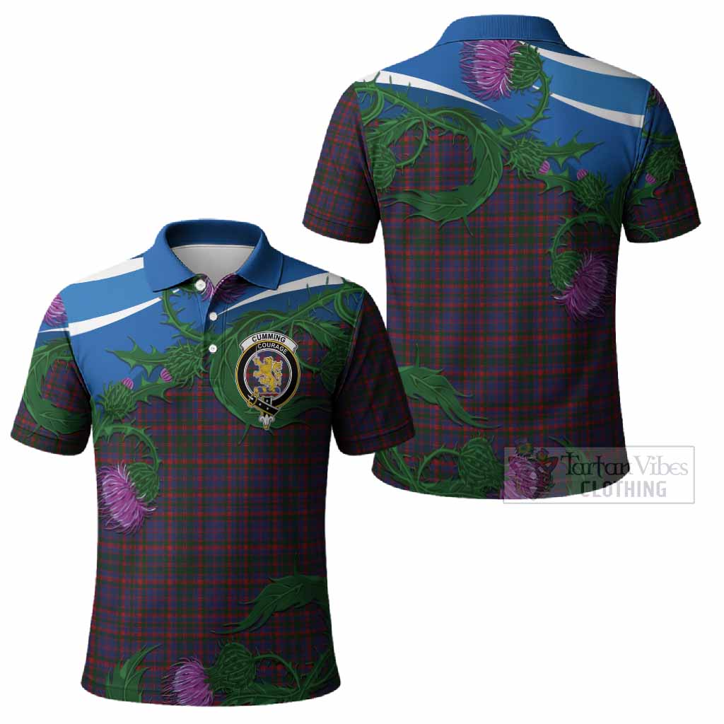 Cumming Tartan Family Crest Polo Shirt Thistle in Minimalism