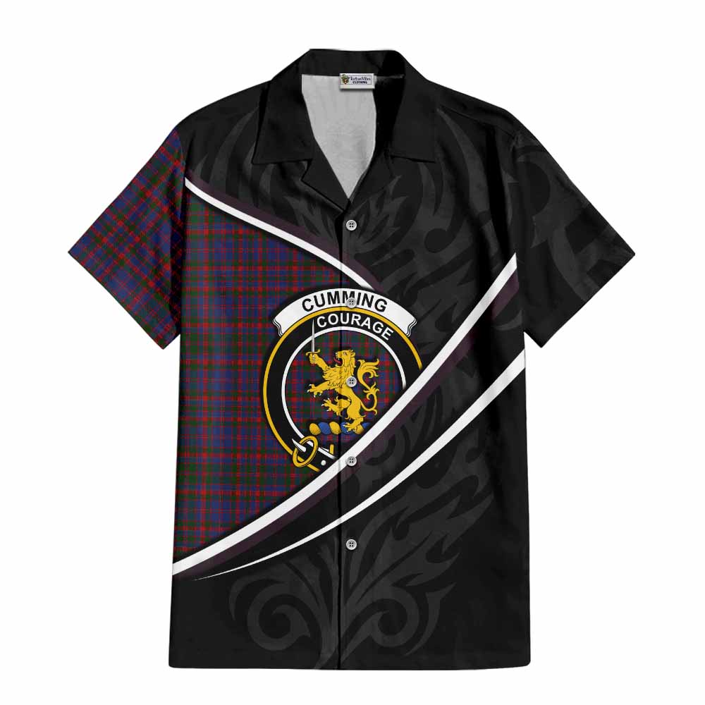 Cumming Tartan Family Crest Short Sleeve Button Shirt Celtic Scottish Thistle Floral - Tartan Vibes Clothing