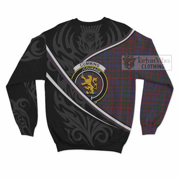 Cumming Tartan Family Crest Sweatshirt Celtic Scottish Thistle Floral