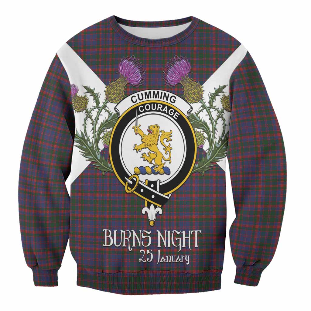 Cumming Tartan Family Crest Sweatshirt Scottish Burns Night Thistle Floral