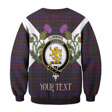 Cumming Tartan Family Crest Sweatshirt Scottish Burns Night Thistle Floral