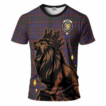 Cumming Tartan Family Crest T-Shirt Crowned Lion Roaring