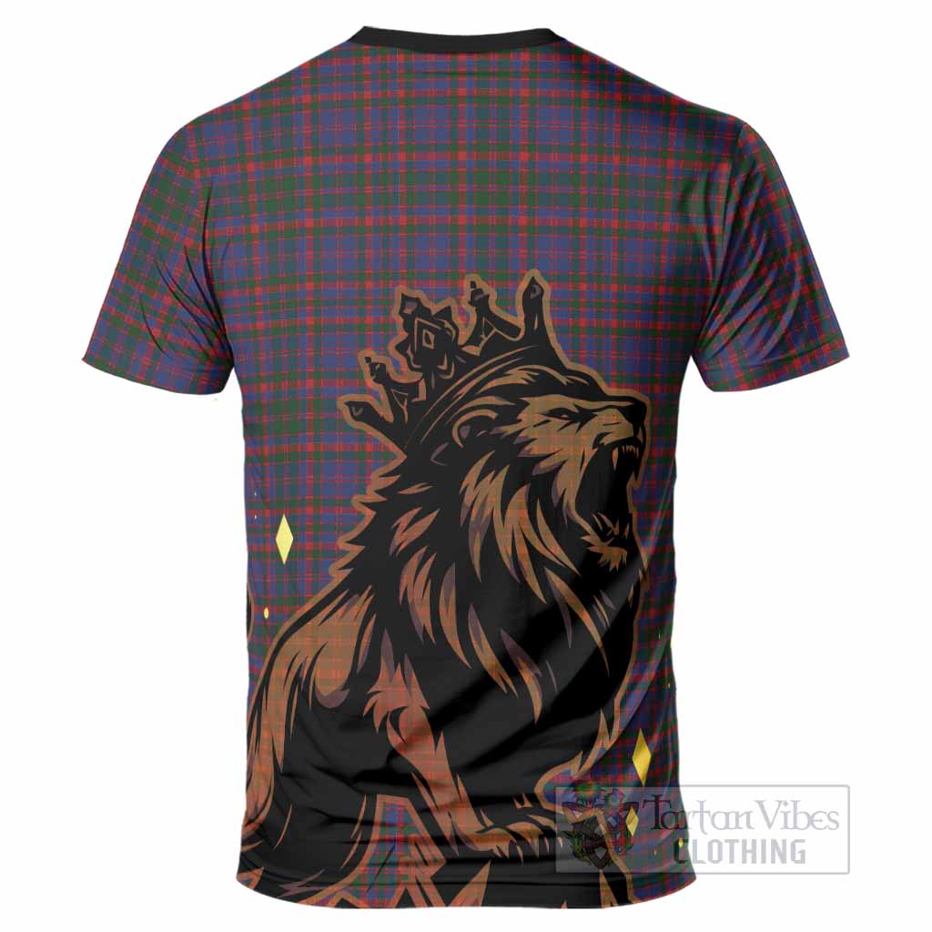 Cumming Tartan Family Crest T-Shirt Crowned Lion Roaring