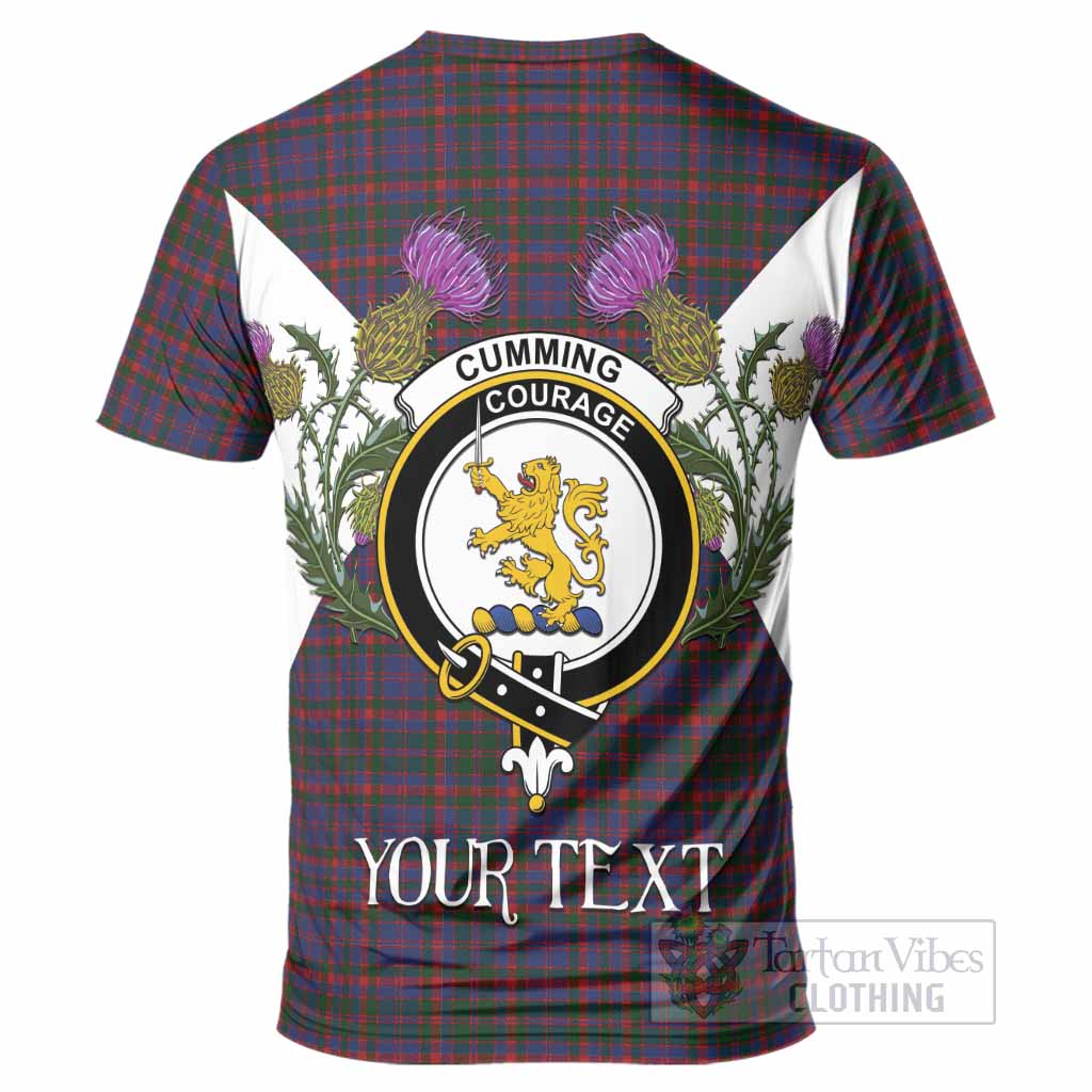 Cumming Tartan Family Crest T-Shirt Scottish Burns Night Thistle Floral