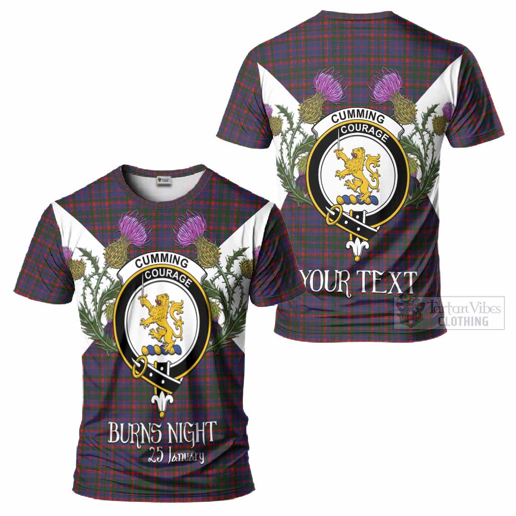 Cumming Tartan Family Crest T-Shirt Scottish Burns Night Thistle Floral