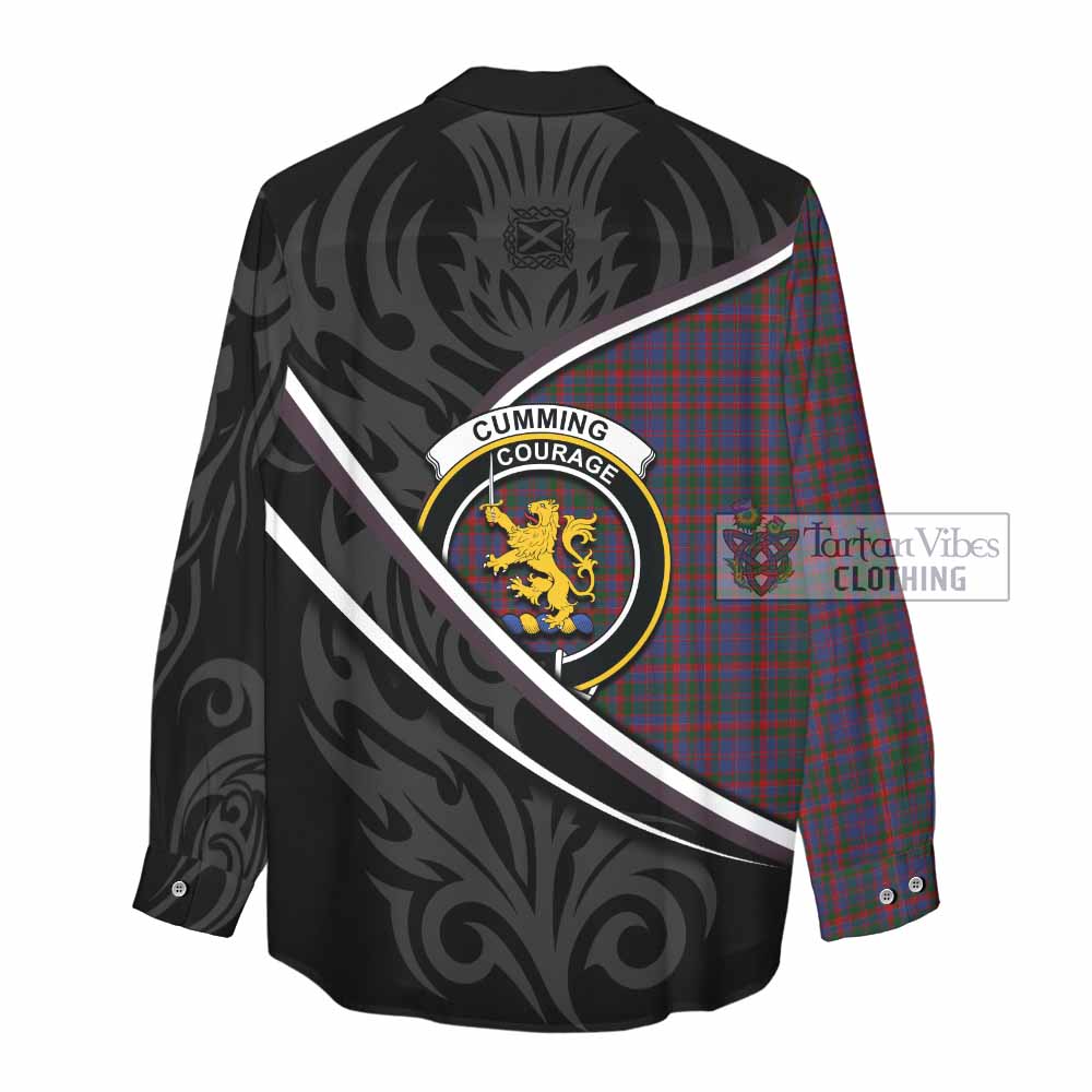 Cumming Tartan Family Crest Women Casual Shirt Celtic Scottish Thistle Floral - Tartan Vibes Clothing