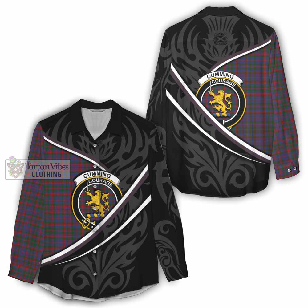 Cumming Tartan Family Crest Women Casual Shirt Celtic Scottish Thistle Floral - Tartan Vibes Clothing