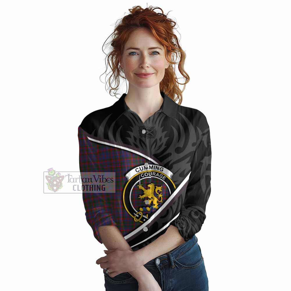 Cumming Tartan Family Crest Women Casual Shirt Celtic Scottish Thistle Floral - Tartan Vibes Clothing
