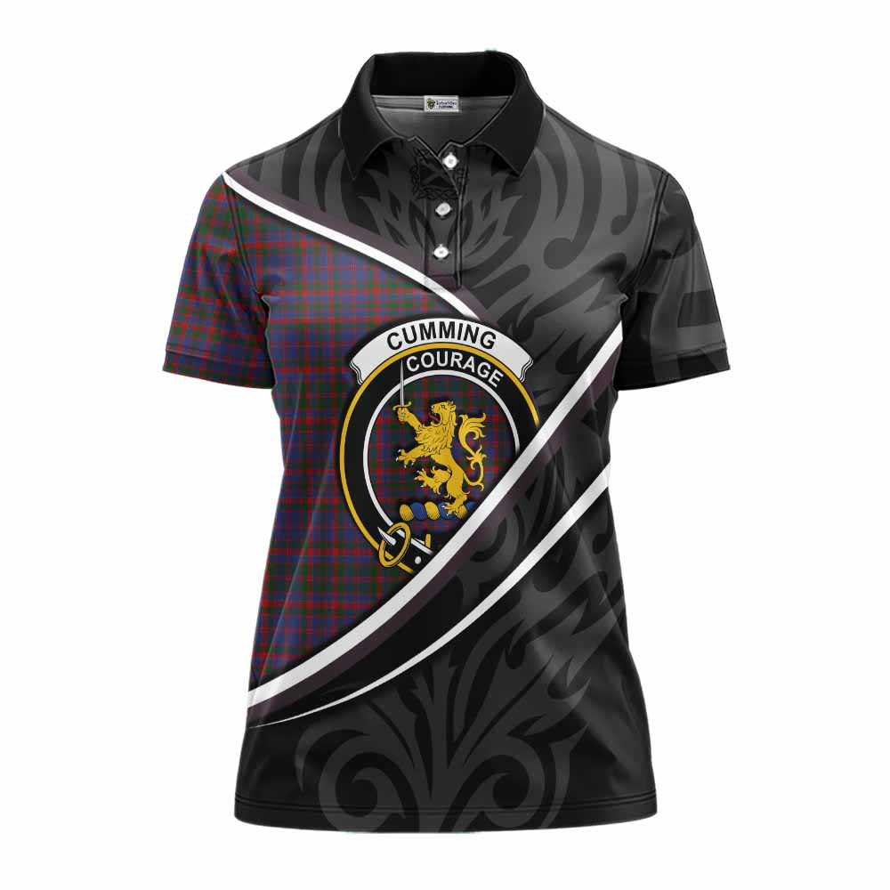 Cumming Tartan Family Crest Women's Polo Shirt Celtic Scottish Thistle Floral - Tartan Vibes Clothing