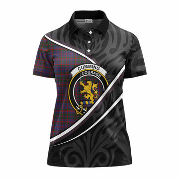Cumming Tartan Family Crest Women's Polo Shirt Celtic Scottish Thistle Floral