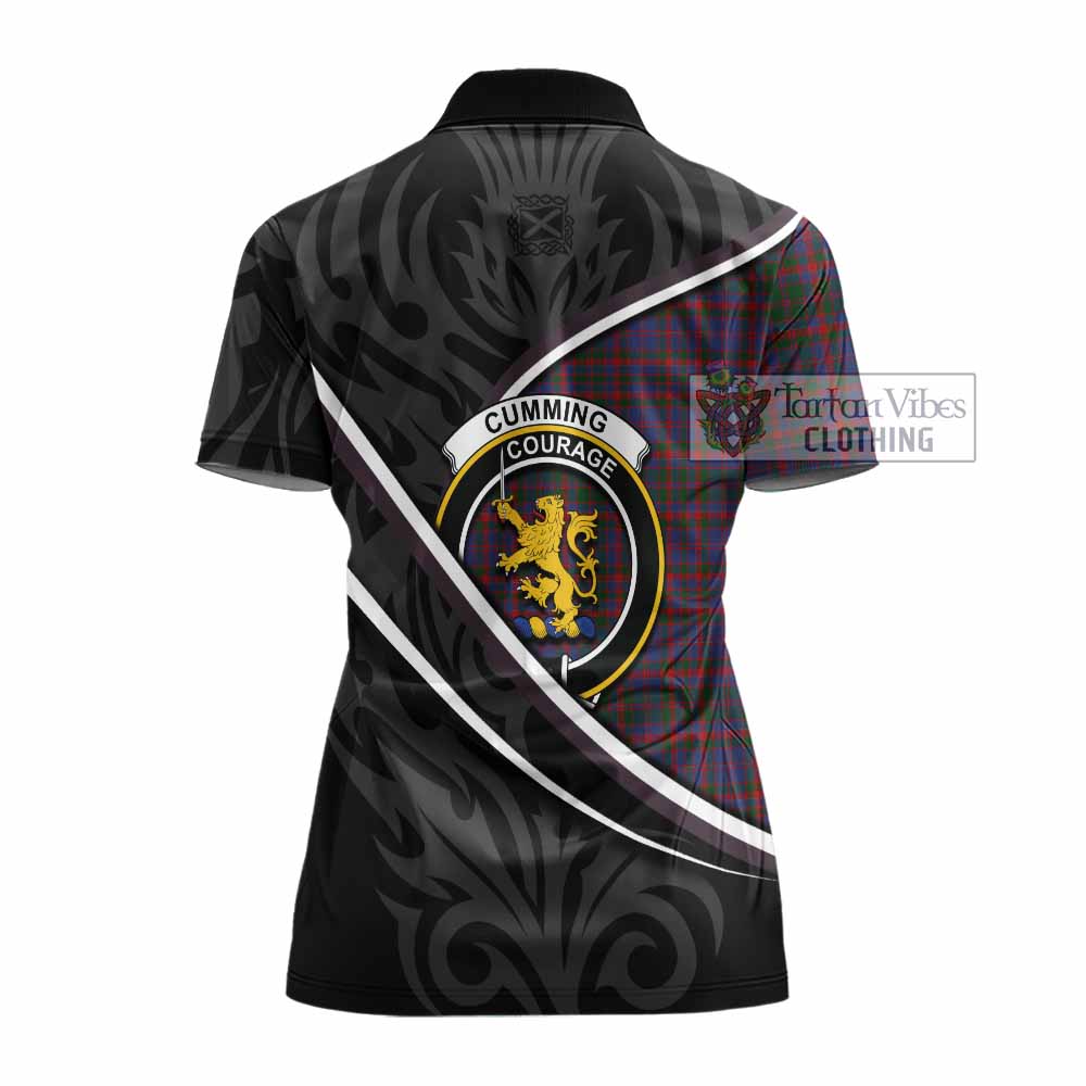 Cumming Tartan Family Crest Women's Polo Shirt Celtic Scottish Thistle Floral - Tartan Vibes Clothing