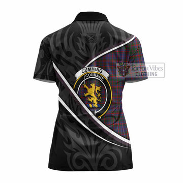 Cumming Tartan Family Crest Women's Polo Shirt Celtic Scottish Thistle Floral