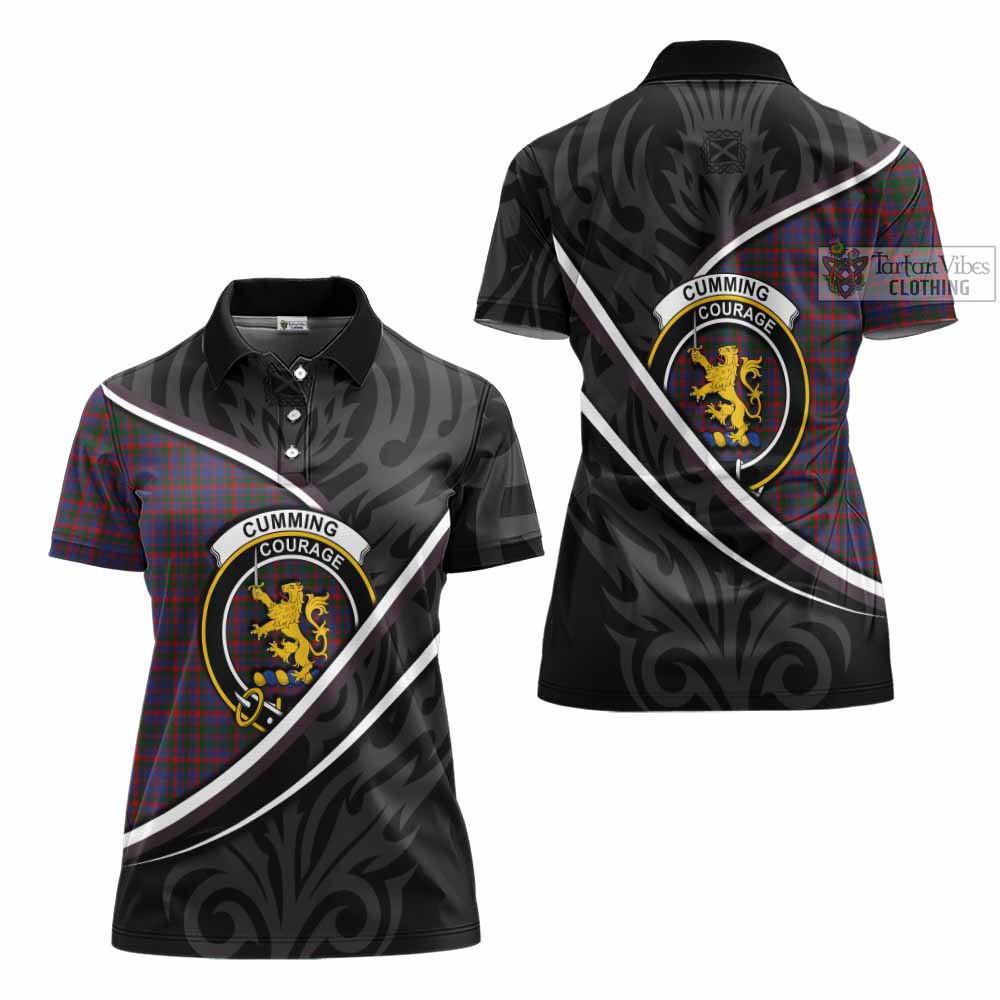 Cumming Tartan Family Crest Women's Polo Shirt Celtic Scottish Thistle Floral - Tartan Vibes Clothing
