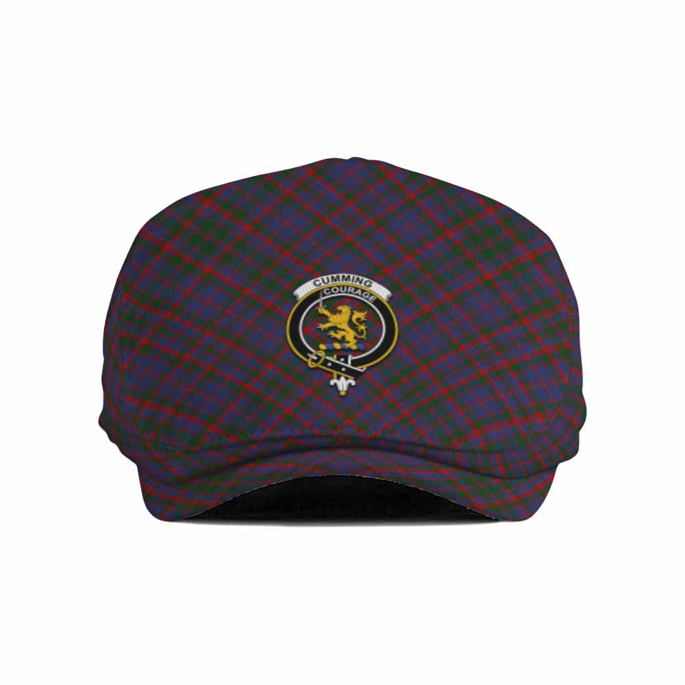 Cumming Tartan Flat Cap, Jeff Cap Cross Style with Family Crest - Tartan Vibes Clothing