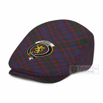 Cumming Tartan Flat Cap, Jeff Cap Cross Style with Family Crest