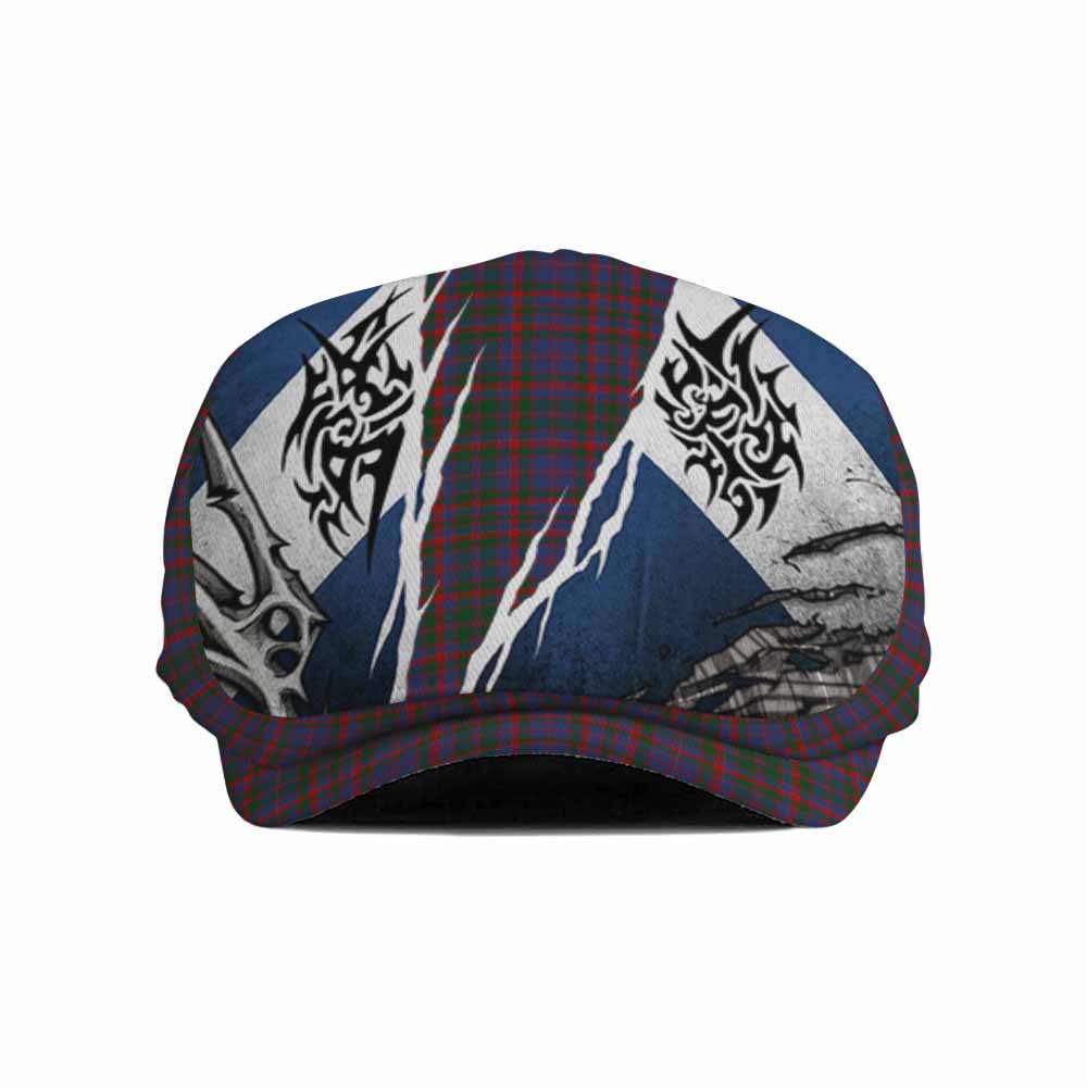 Cumming Tartan Flat Cap, Jeff Cap Scotland Flag Ripped Tribal Design