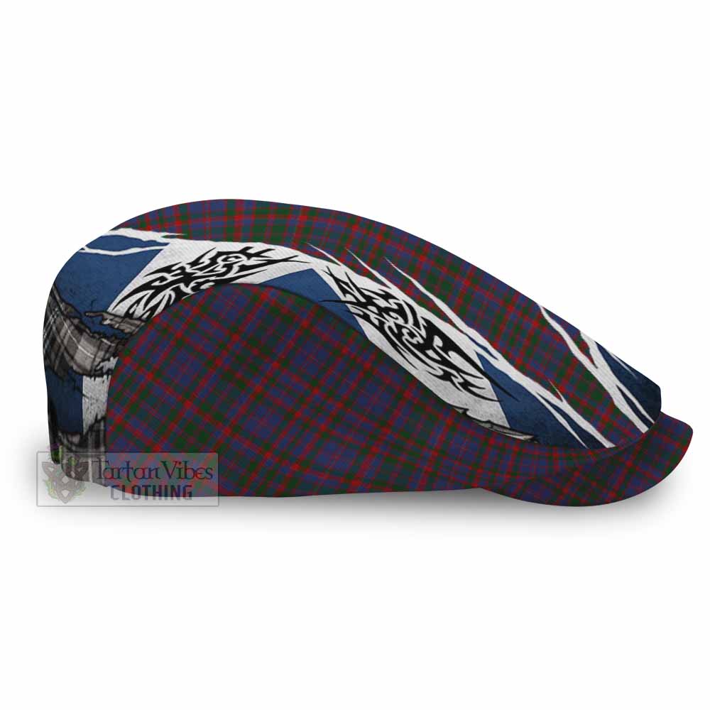 Cumming Tartan Flat Cap, Jeff Cap Scotland Flag Ripped Tribal Design
