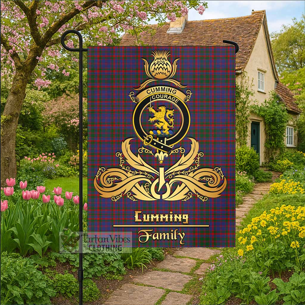 Cumming Tartan Garden Flag with Highland Thistle Cherish Family Crest Style - Tartan Vibes Clothing