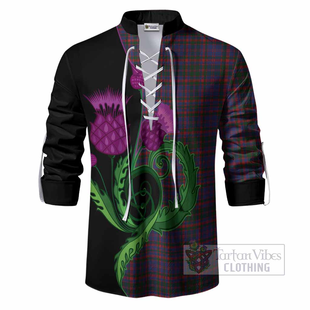 Cumming Tartan Ghillie Shirt Traditional Scottish Thistle