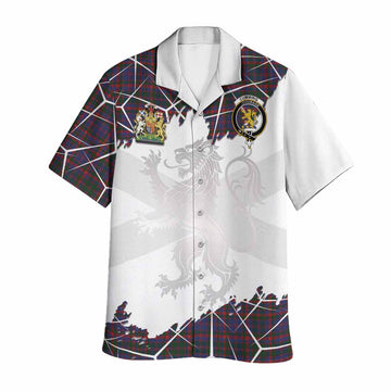 Cumming Tartan Hawaiian Shirt with Family Crest and Lion Rampant Grunge Style