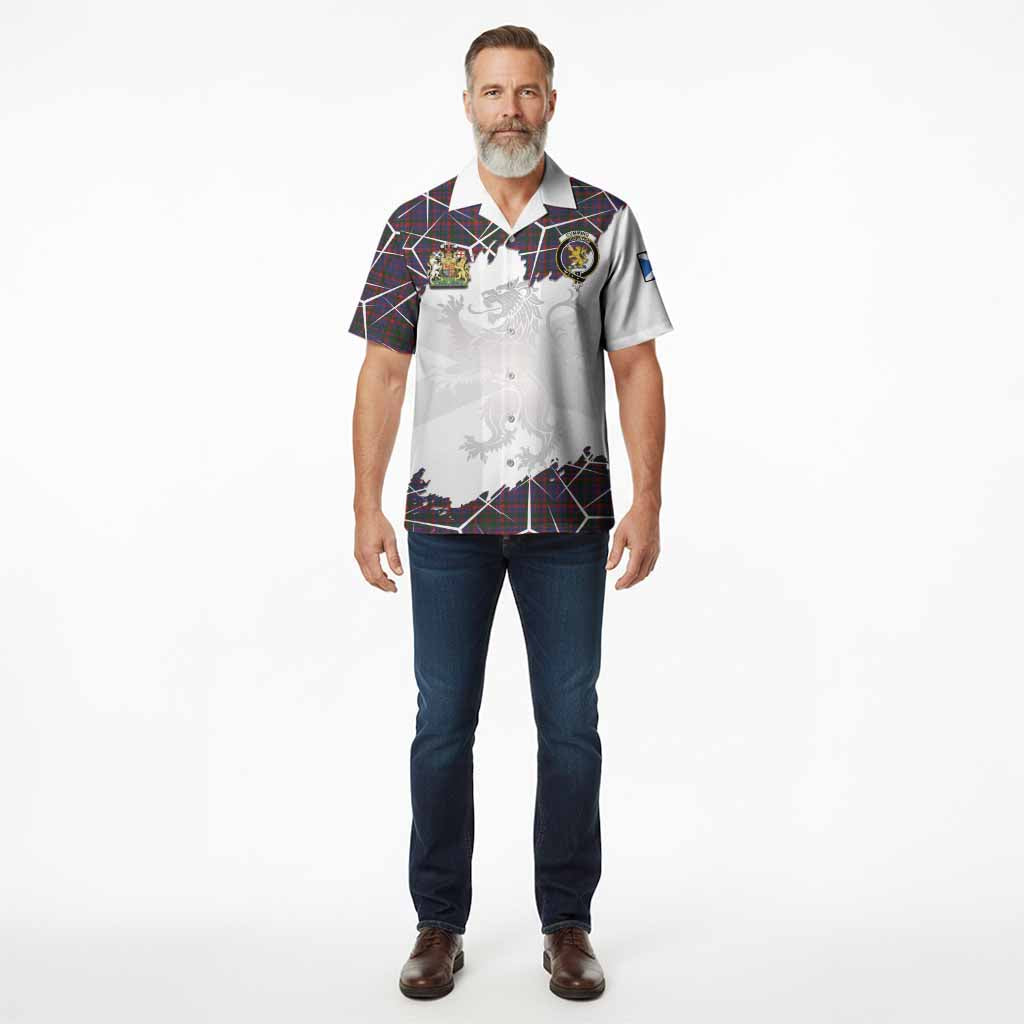 Cumming Tartan Hawaiian Shirt with Family Crest and Lion Rampant Grunge Style