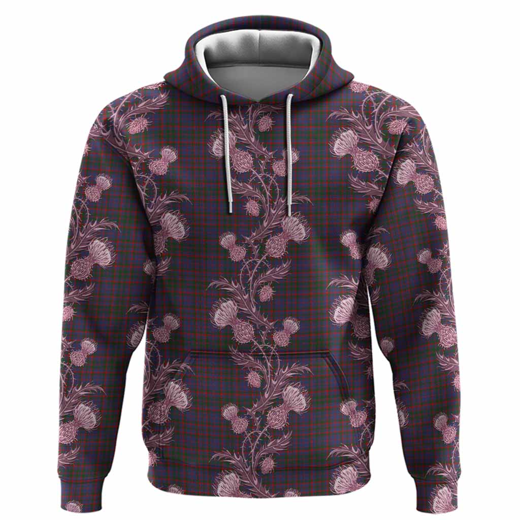 Cumming Tartan Hoodie Seamless Scottish Thistle Flowers