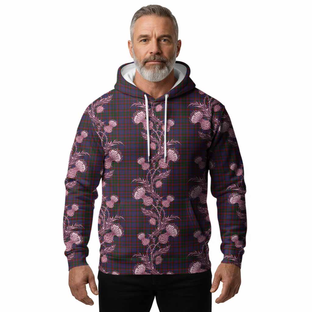 Cumming Tartan Hoodie Seamless Scottish Thistle Flowers