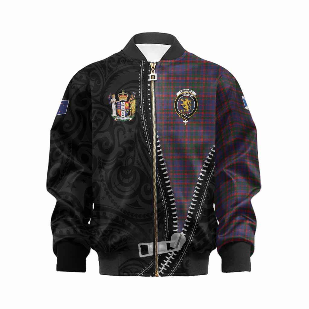 Cumming Tartan Kid Bomber Jacket New Zealand Pattern Unique Zipper Stylized