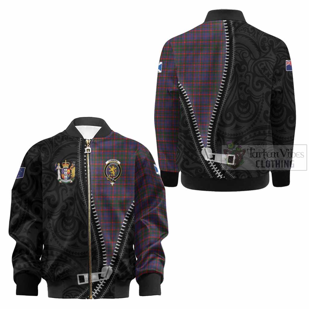 Cumming Tartan Kid Bomber Jacket New Zealand Pattern Unique Zipper Stylized