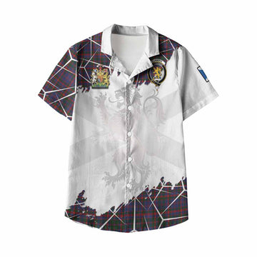 Cumming Tartan Kid Hawaiian Shirt with Family Crest and Lion Rampant Grunge Style