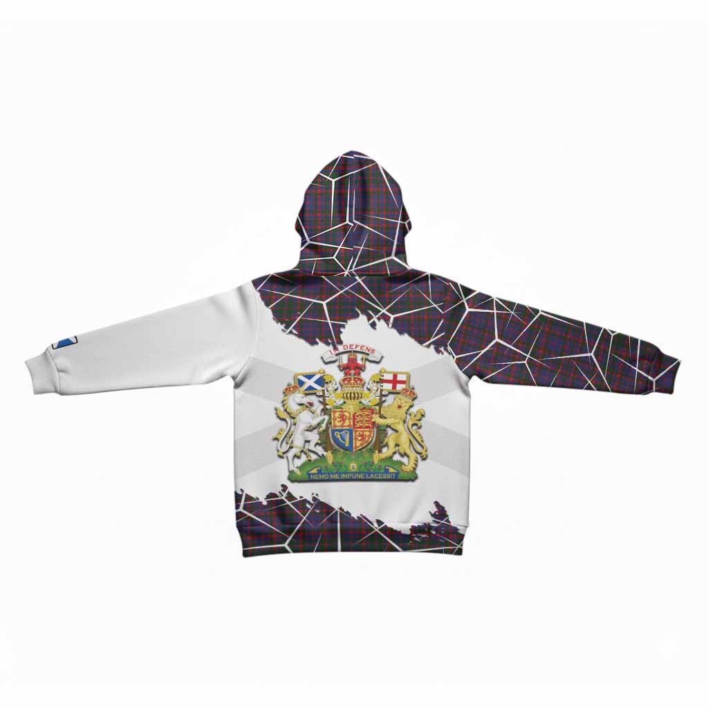 Cumming Tartan Kid Hoodie with Family Crest and Lion Rampant Grunge Style